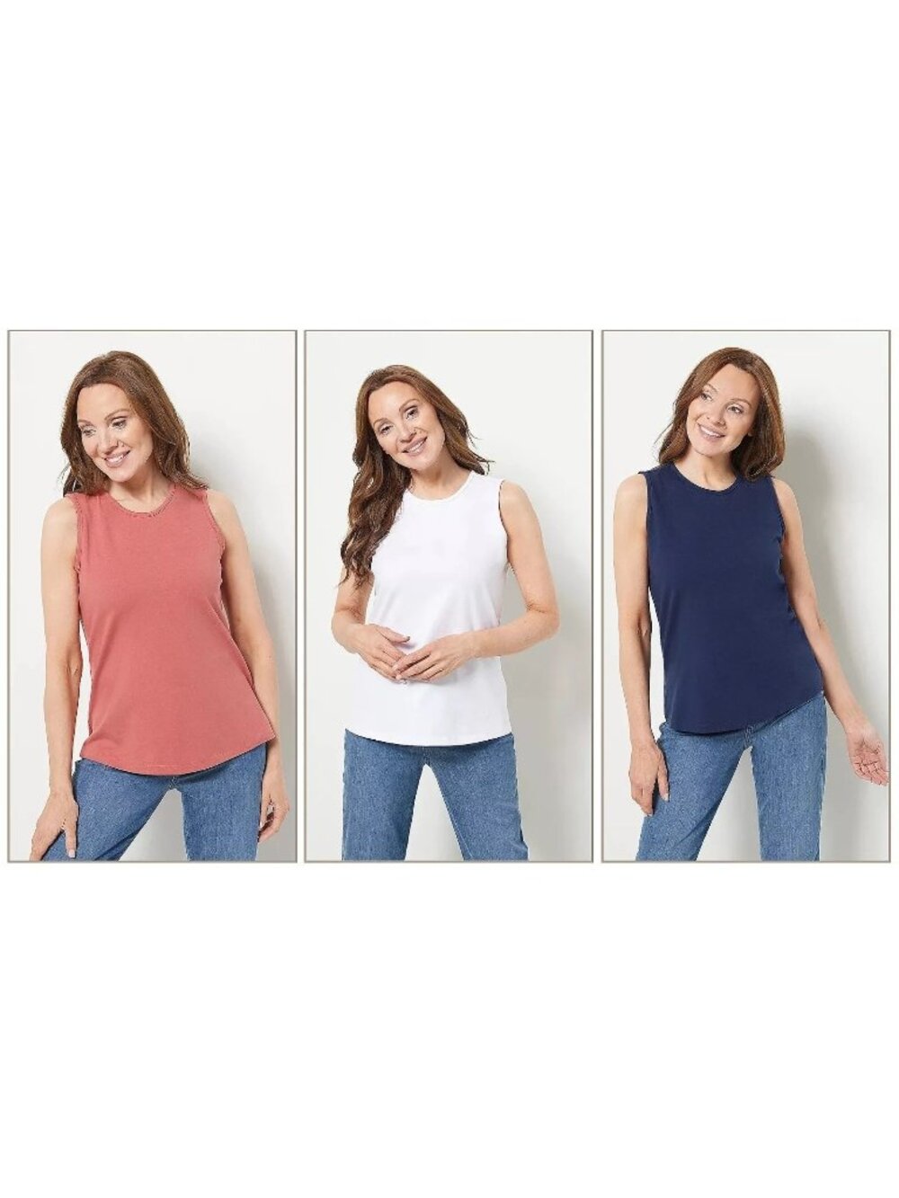 Denim and Co Essentials Tank Tops Size 4X Perfect Jersey 3 Pack Round Neck NEW